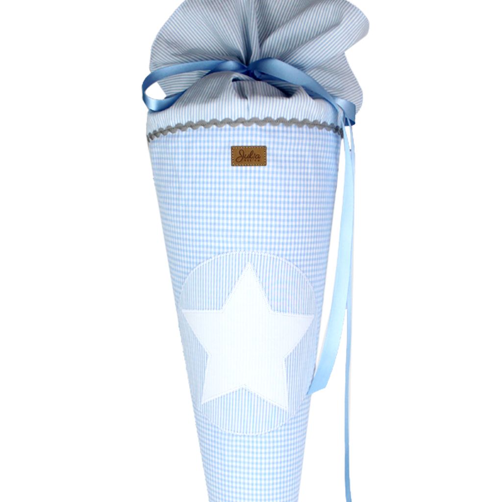 Schultüte ⭐VICHY KARO kiwi - royalblau, personalisiert main image 1